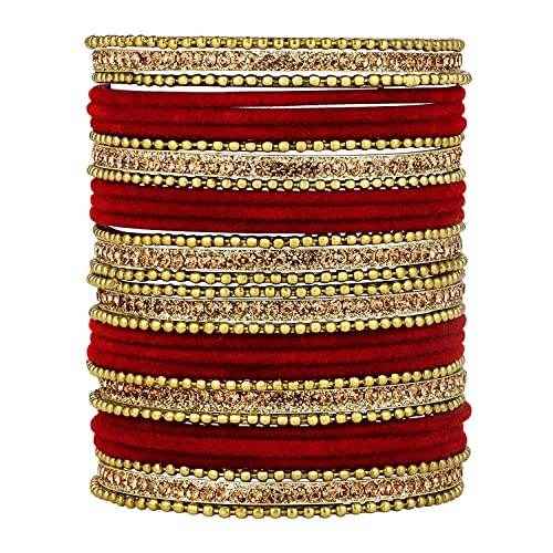 T4 Jewels Stones 18k Studded Latest Fashion Jewellery Beautiful Designer Metal Bangles Set - 72NO
