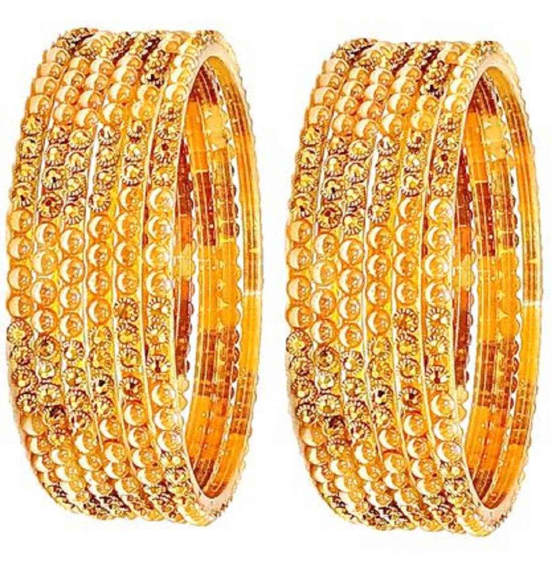 T4 Jewels Golden Color Bangles (Pack Of 12)