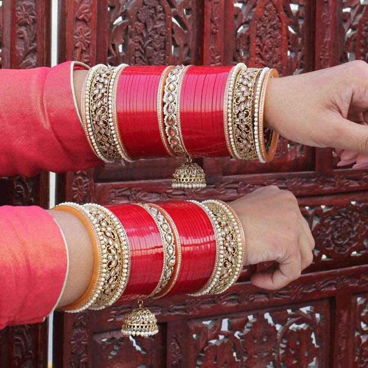T4 Jewels Bridal Chuda With White Kada & Patti-Availbale In Many Colors (CH5Z)