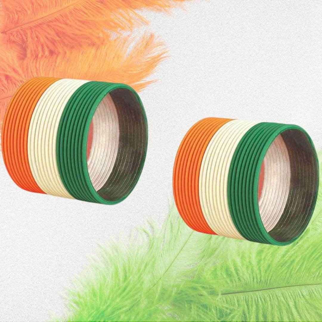 T4 Jewels Matte Design Tricolour Bangles For Republic Day/Independence Day