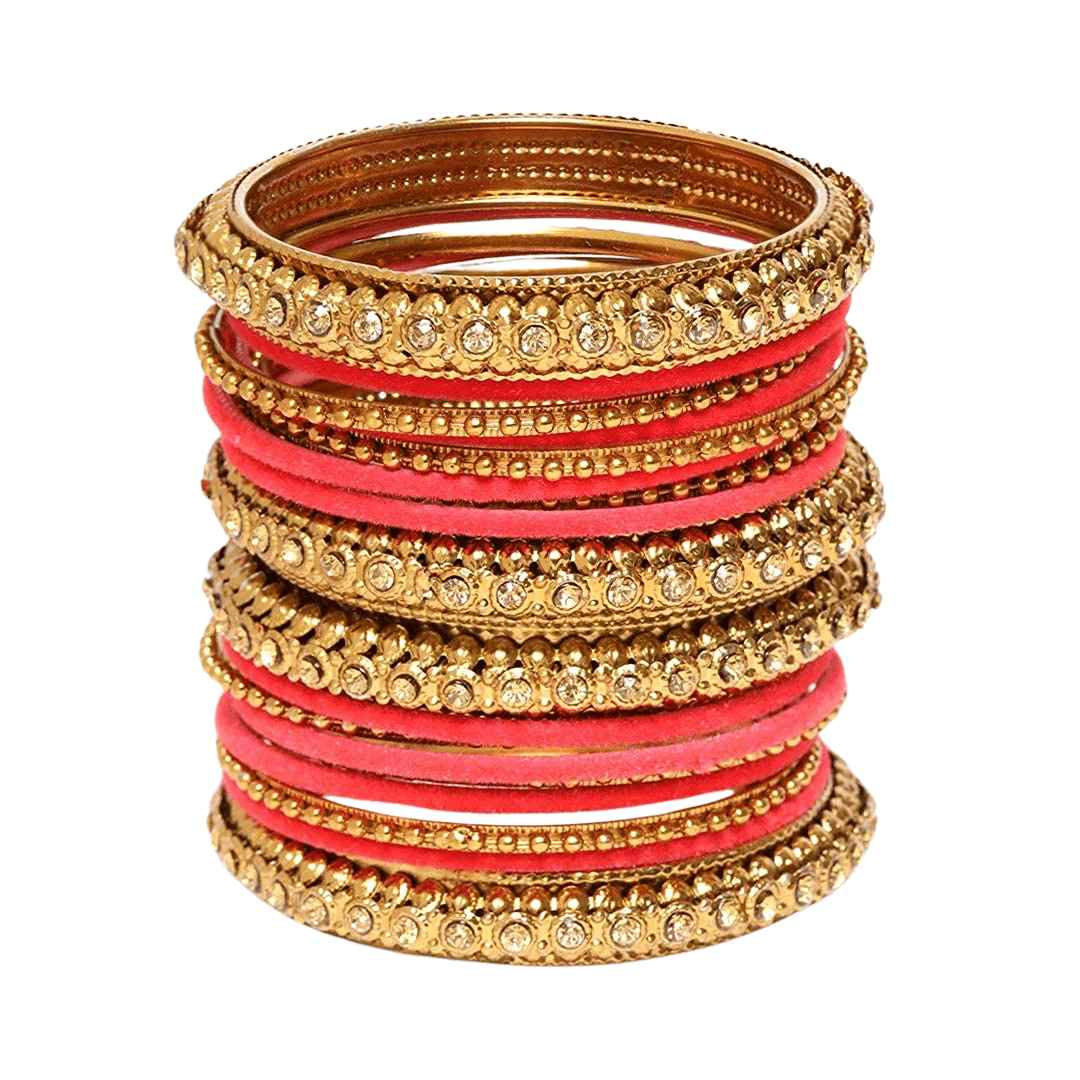 T4 Jewels Golden Color Velvet Bangle Set - JC2NO.