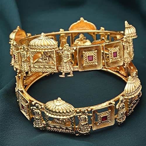 T4 Jewels Gold Plated Set of 2 Dulhan Doli Design Bangles for Women T4 Jewels