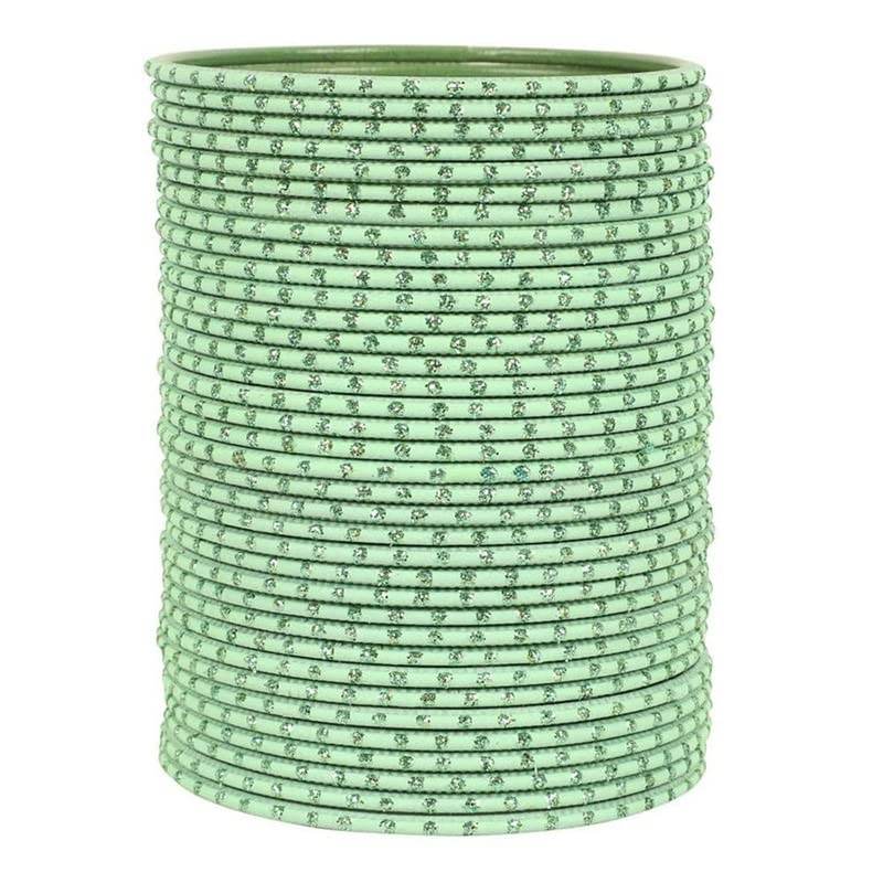 T4 Jewels Matte Dotted Finished Red/Yellow/Green/Blue/Multicolors Textured Gold Metal Bangles Set For Women & Girls (Set Of 36) Pista T4 Jewels