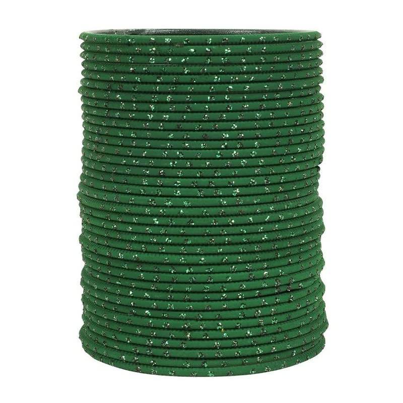 T4 Jewels Matte Dotted Finished Red/Yellow/Green/Blue/Multicolors Textured Gold Metal Bangles Set For Women & Girls (Set Of 36) Green T4 Jewels