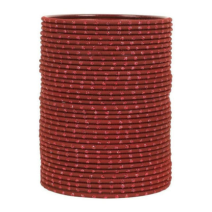 T4 Jewels Matte Dotted Finished Red/Yellow/Green/Blue/Multicolors Textured Gold Metal Bangles Set For Women & Girls (Set Of 36) Maroon T4 Jewels