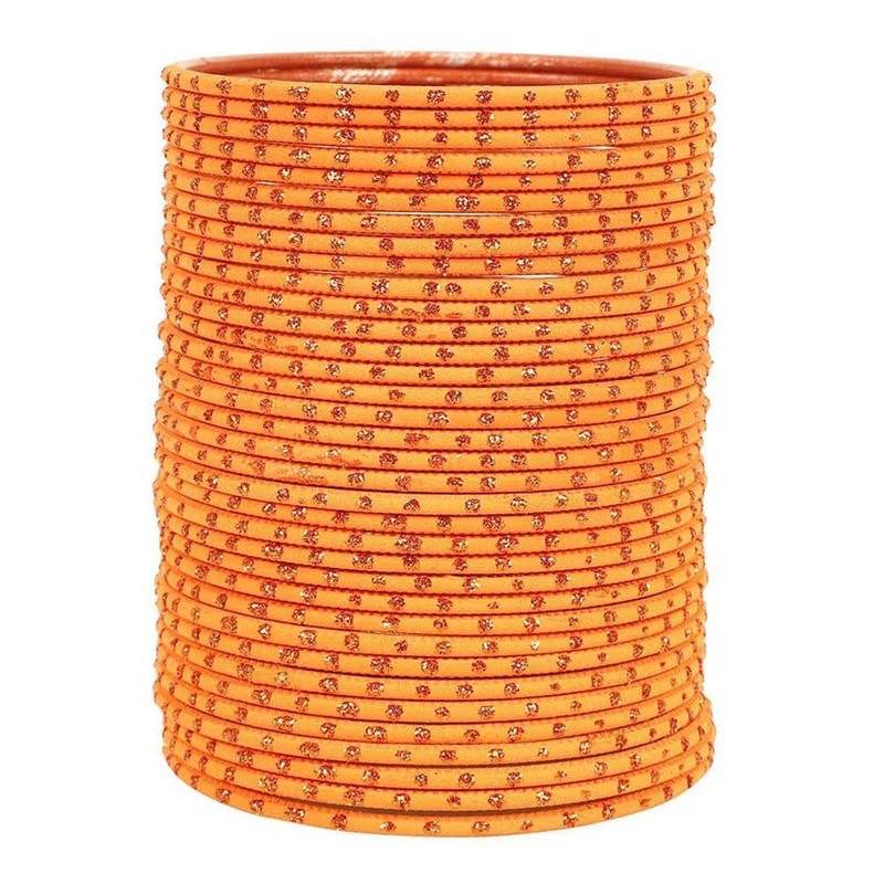 T4 Jewels Matte Dotted Finished Red/Yellow/Green/Blue/Multicolors Textured Gold Metal Bangles Set For Women & Girls (Set Of 36) Haldi T4 Jewels