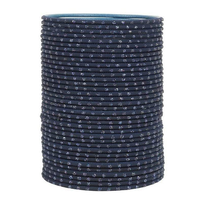 T4 Jewels Matte Dotted Finished Red/Yellow/Green/Blue/Multicolors Textured Gold Metal Bangles Set For Women & Girls (Set Of 36) Navy Blue T4 Jewels