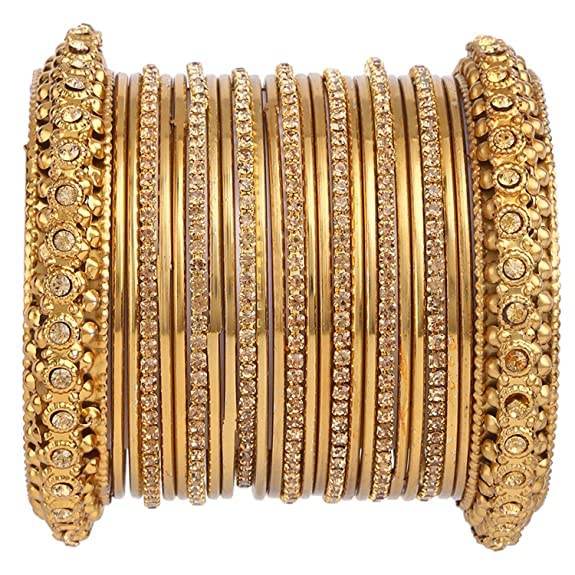 T4 Jewels 18k Gold Plated Oxidised Metal Bangles Set For Women & Girls 2.4 T4 Jewels