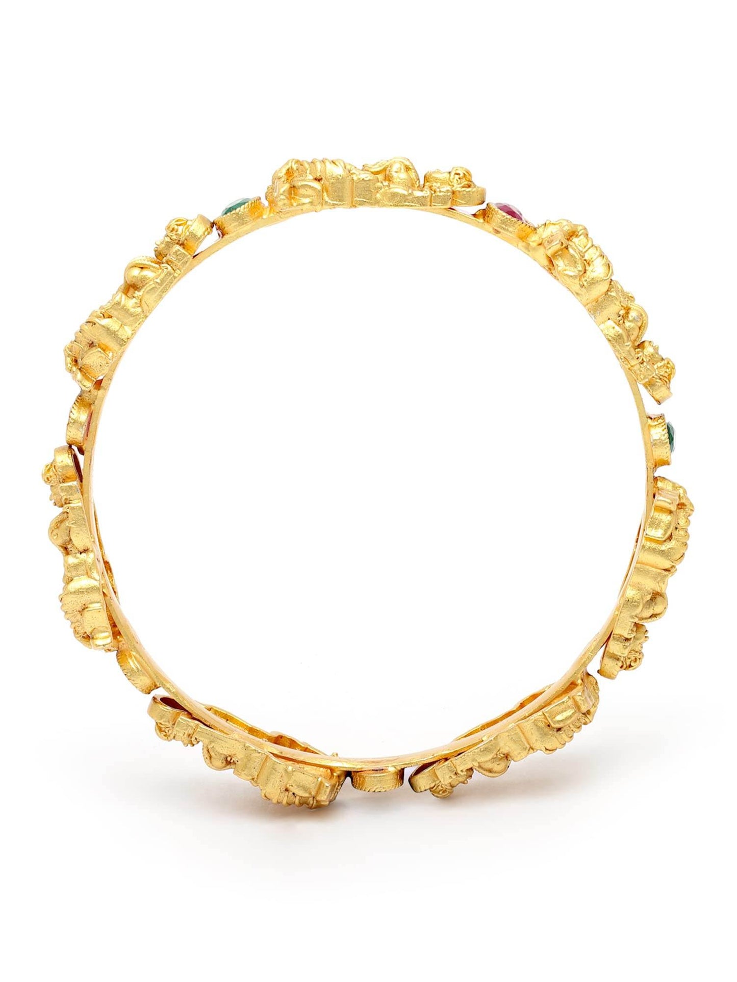 T4 Jewels Antique Gold Plated Set of 2 Mata Laxmi Rajwadi Temple Bangles for Women T4 Jewels
