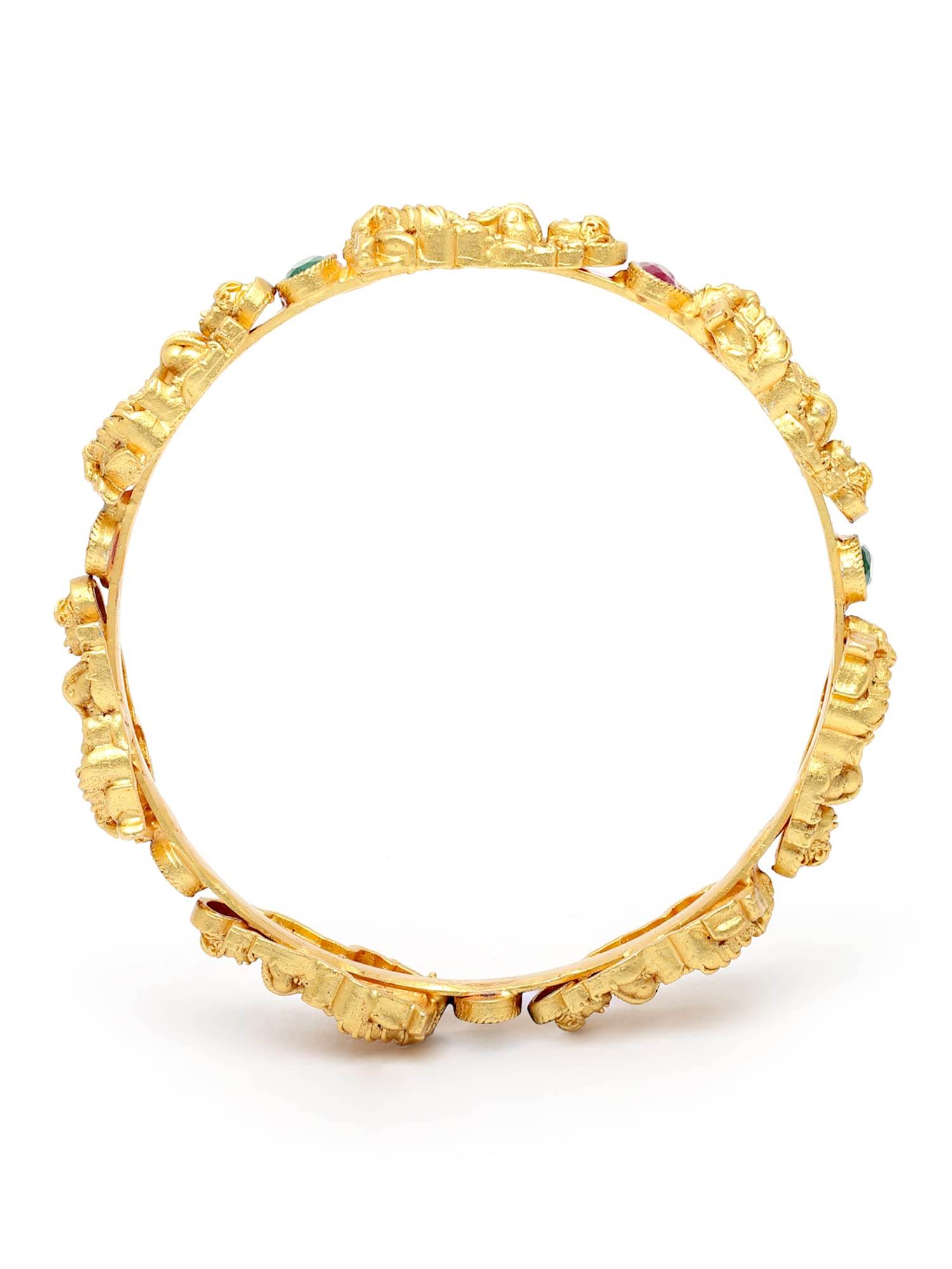 T4 Jewels Antique Gold Plated Set of 2 Mata Laxmi Rajwadi Temple Bangles for Women T4 Jewels