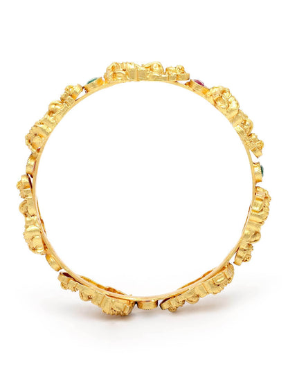 T4 Jewels Antique Gold Plated Set of 2 Mata Laxmi Rajwadi Temple Bangles for Women T4 Jewels