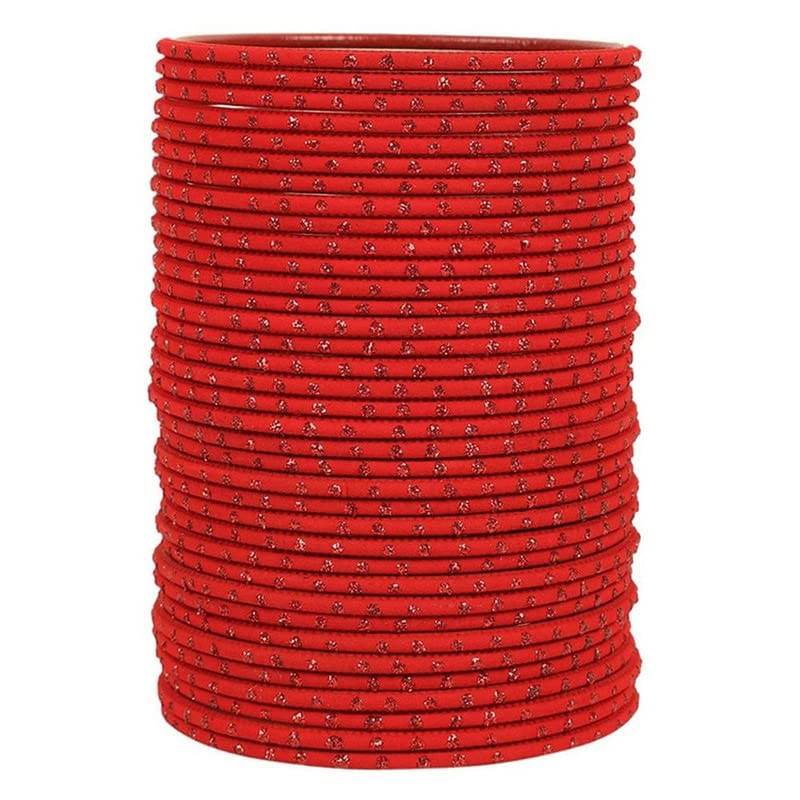 T4 Jewels Matte Dotted Finished Red/Yellow/Green/Blue/Multicolors Textured Gold Metal Bangles Set For Women & Girls (Set Of 36) Red T4 Jewels