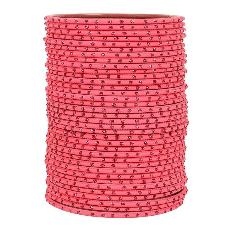 T4 Jewels Matte Dotted Finished Red/Yellow/Green/Blue/Multicolors Textured Gold Metal Bangles Set For Women & Girls (Set Of 36) Watermelon T4 Jewels
