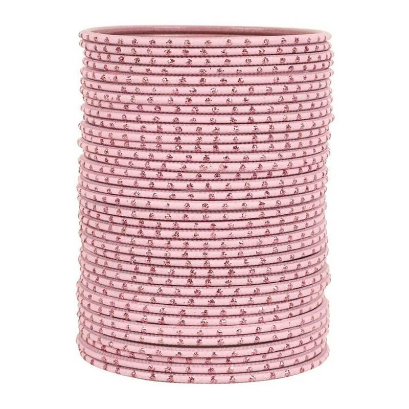 T4 Jewels Matte Dotted Finished Red/Yellow/Green/Blue/Multicolors Textured Gold Metal Bangles Set For Women & Girls (Set Of 36) Pink T4 Jewels