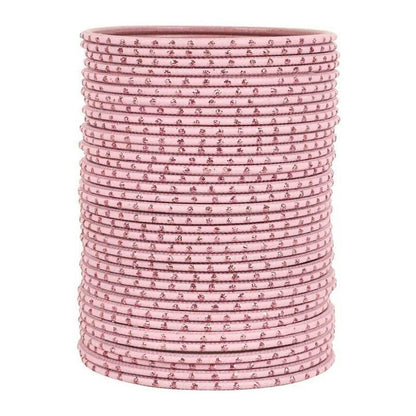 T4 Jewels Matte Dotted Finished Red/Yellow/Green/Blue/Multicolors Textured Gold Metal Bangles Set For Women & Girls (Set Of 36) Pink T4 Jewels