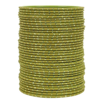 T4 Jewels Matte Dotted Finished Red/Yellow/Green/Blue/Multicolors Textured Gold Metal Bangles Set For Women & Girls (Set Of 36) Mehandi T4 Jewels