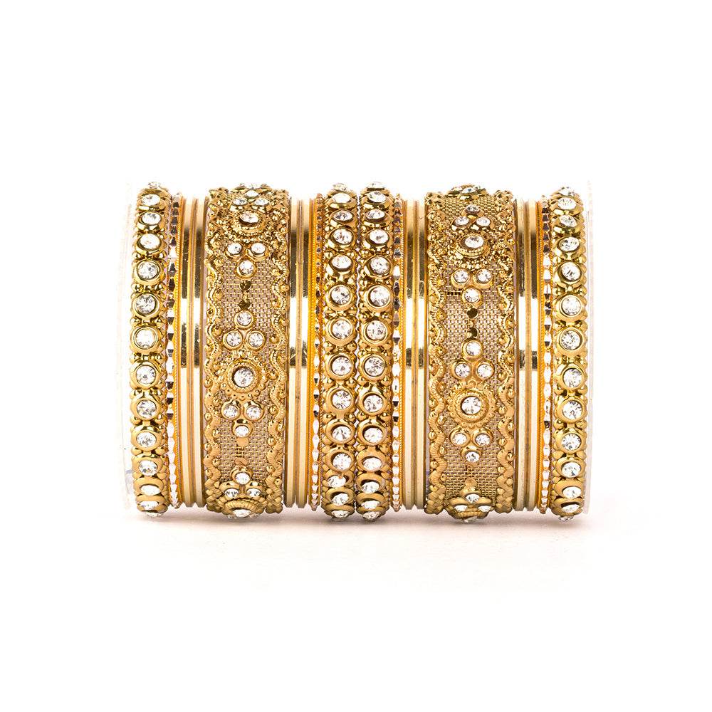 Beautiful Intricate Colored Bangle Set For Two Hands Golden T4 Jewels