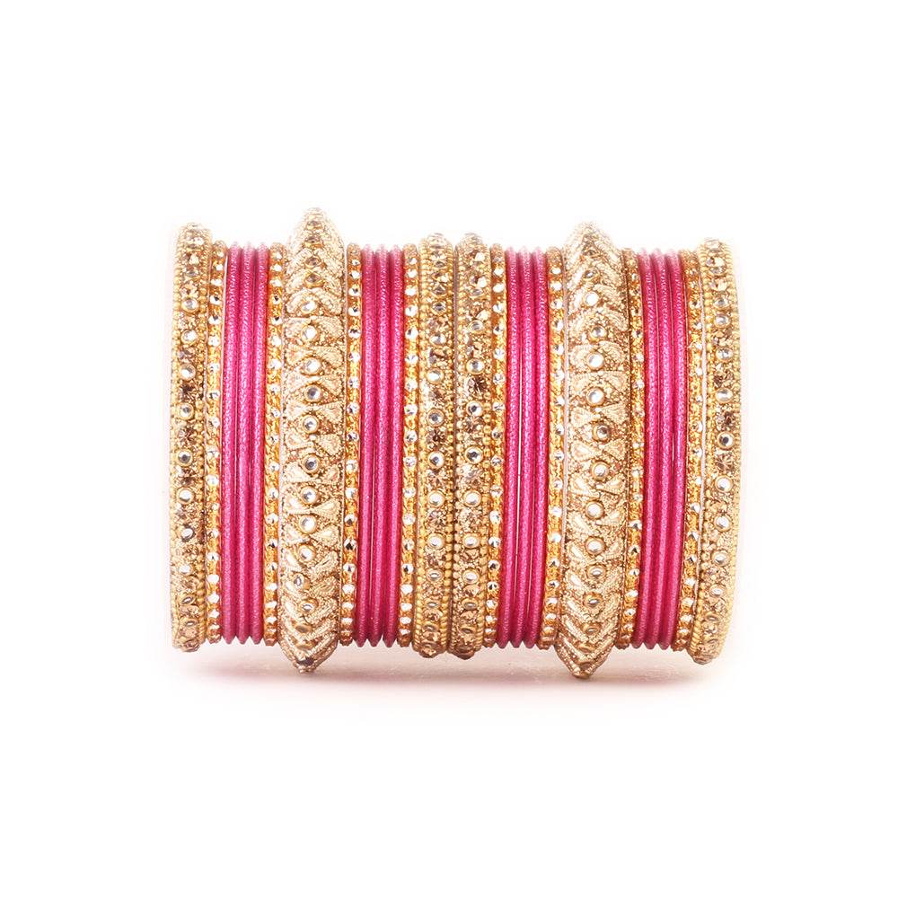 Traditional Colored Kundan Work Bangle Set For Two Hands Gajri T4 Jewels