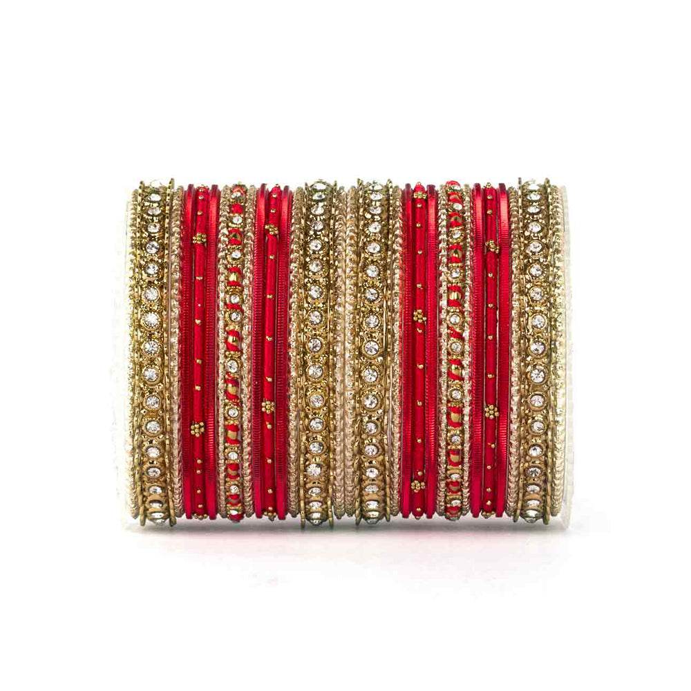 Elegant Colored Thread Bangle Set Red T4 Jewels
