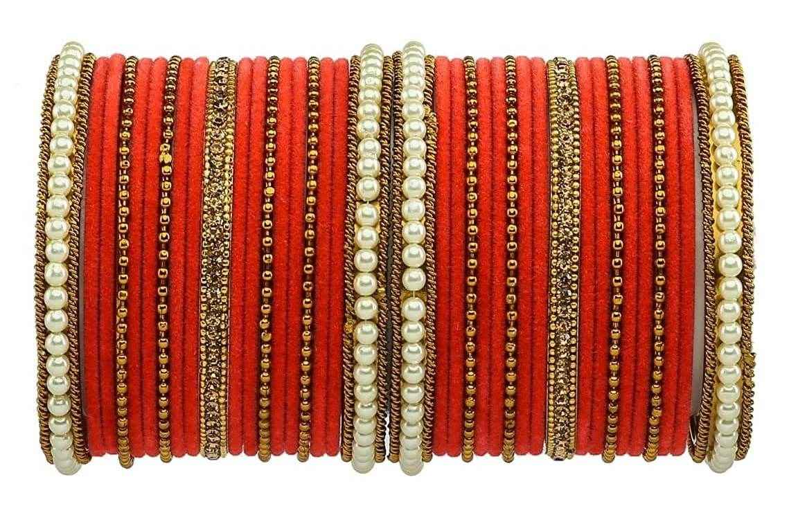 T4 Jewels Gold Plated Beautiful Fashion Jewellery Brass Metal Bangles Set(Set For 2 Hand) - 61NO