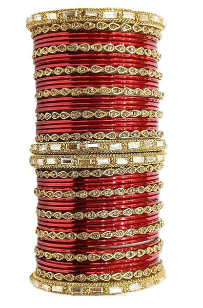 T4 Jewels 18k Gold Plated Drop Design Beautiful Stylish Fashion Jewellery Glass Bangles Set - 78NO