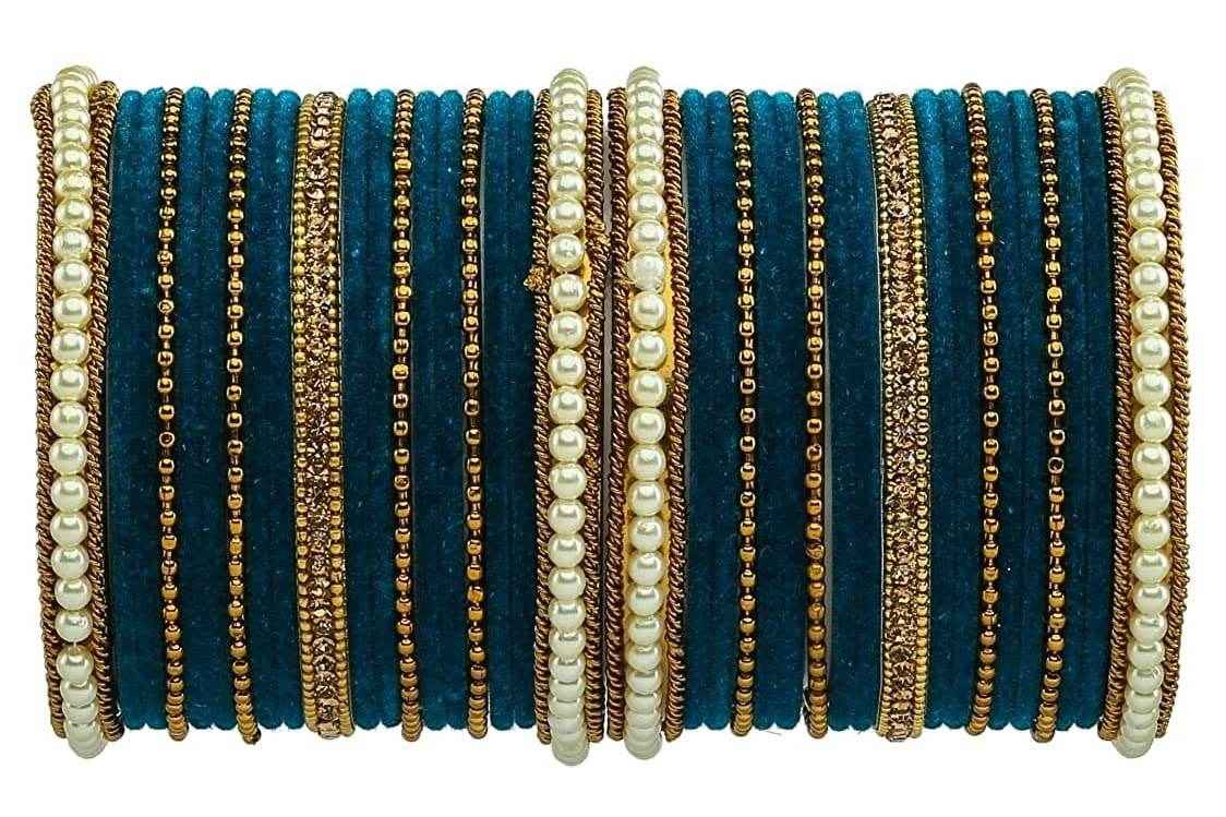 T4 Jewels Gold Plated Beautiful Fashion Jewellery Brass Metal Bangles Set(Set For 2 Hand) - 61NO