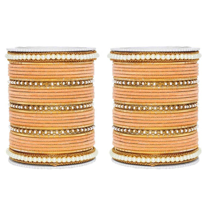 T4 Jewels Glossy Finish Beads Studded Latest Fashion Jewellery Stylish Bangles Set - 104NO