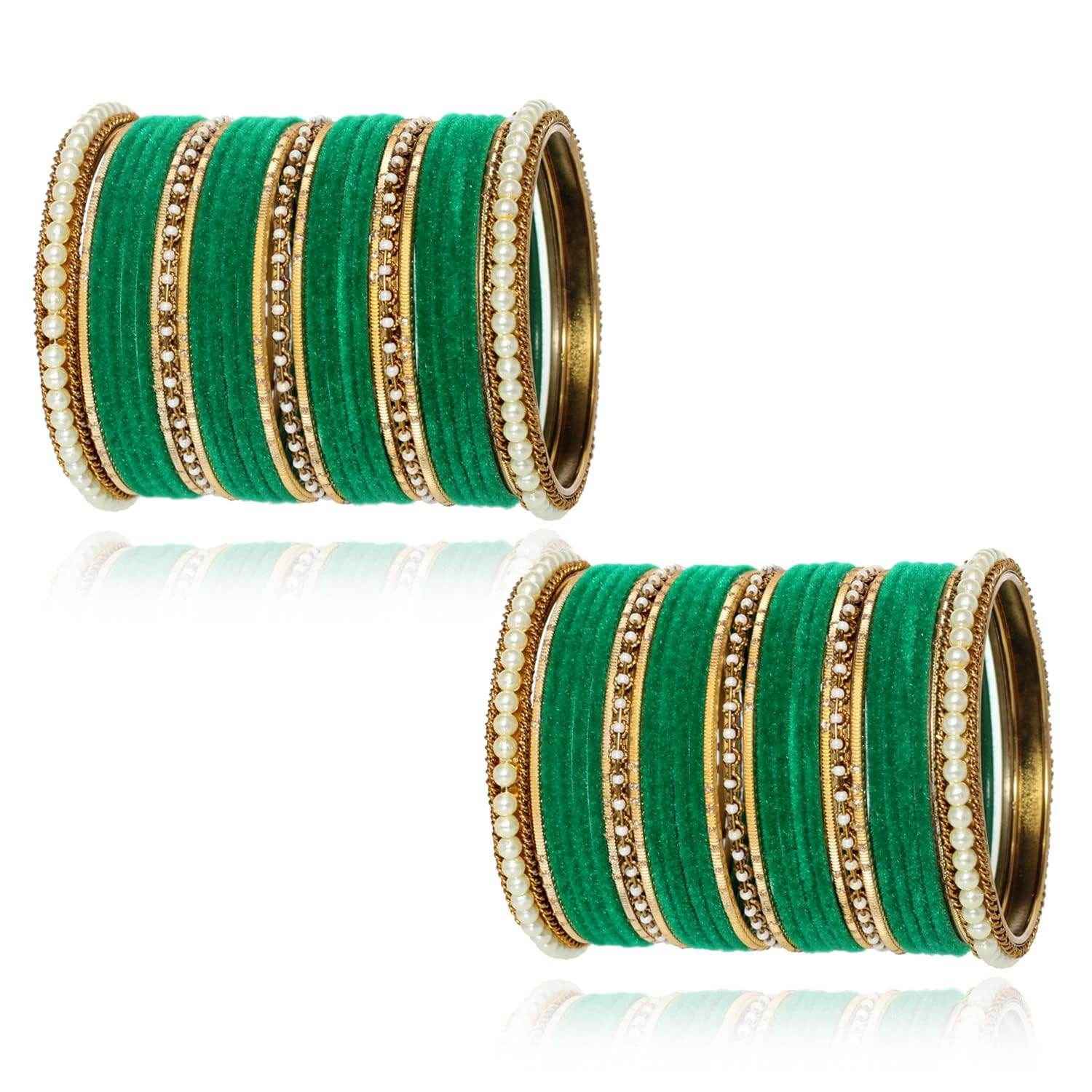 T4 Jewels Glossy Finish Beads Studded Latest Fashion Jewellery Stylish Bangles Set - 104NO