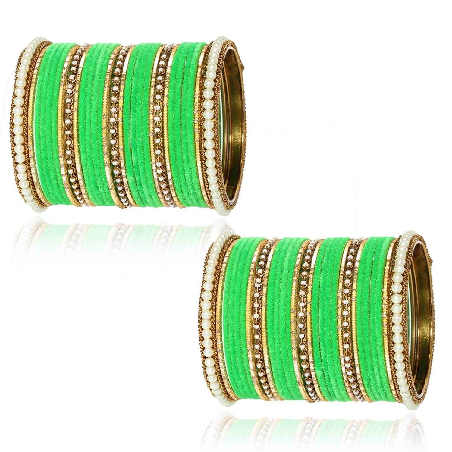 T4 Jewels Glossy Finish Beads Studded Latest Fashion Jewellery Stylish Bangles Set - 104NO