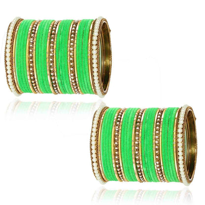 T4 Jewels Glossy Finish Beads Studded Latest Fashion Jewellery Stylish Bangles Set - 104NO