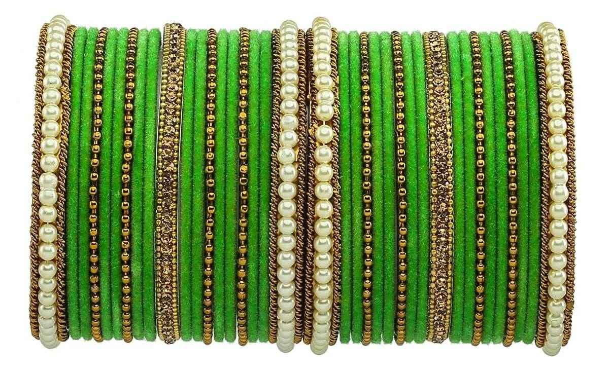 T4 Jewels Gold Plated Beautiful Fashion Jewellery Brass Metal Bangles Set(Set For 2 Hand) - 61NO