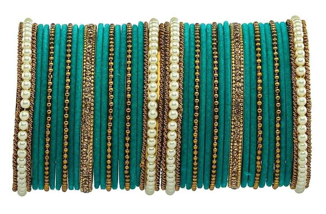 T4 Jewels Gold Plated Beautiful Fashion Jewellery Brass Metal Bangles Set(Set For 2 Hand) - 61NO