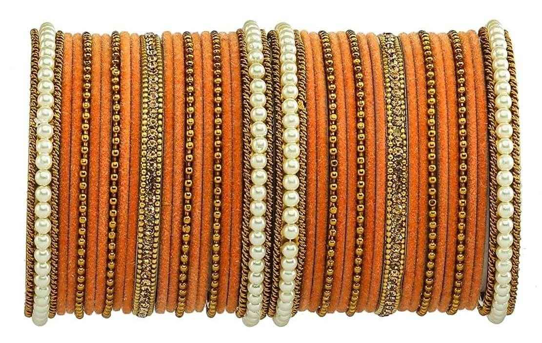 T4 Jewels Gold Plated Beautiful Fashion Jewellery Brass Metal Bangles Set(Set For 2 Hand) - 61NO