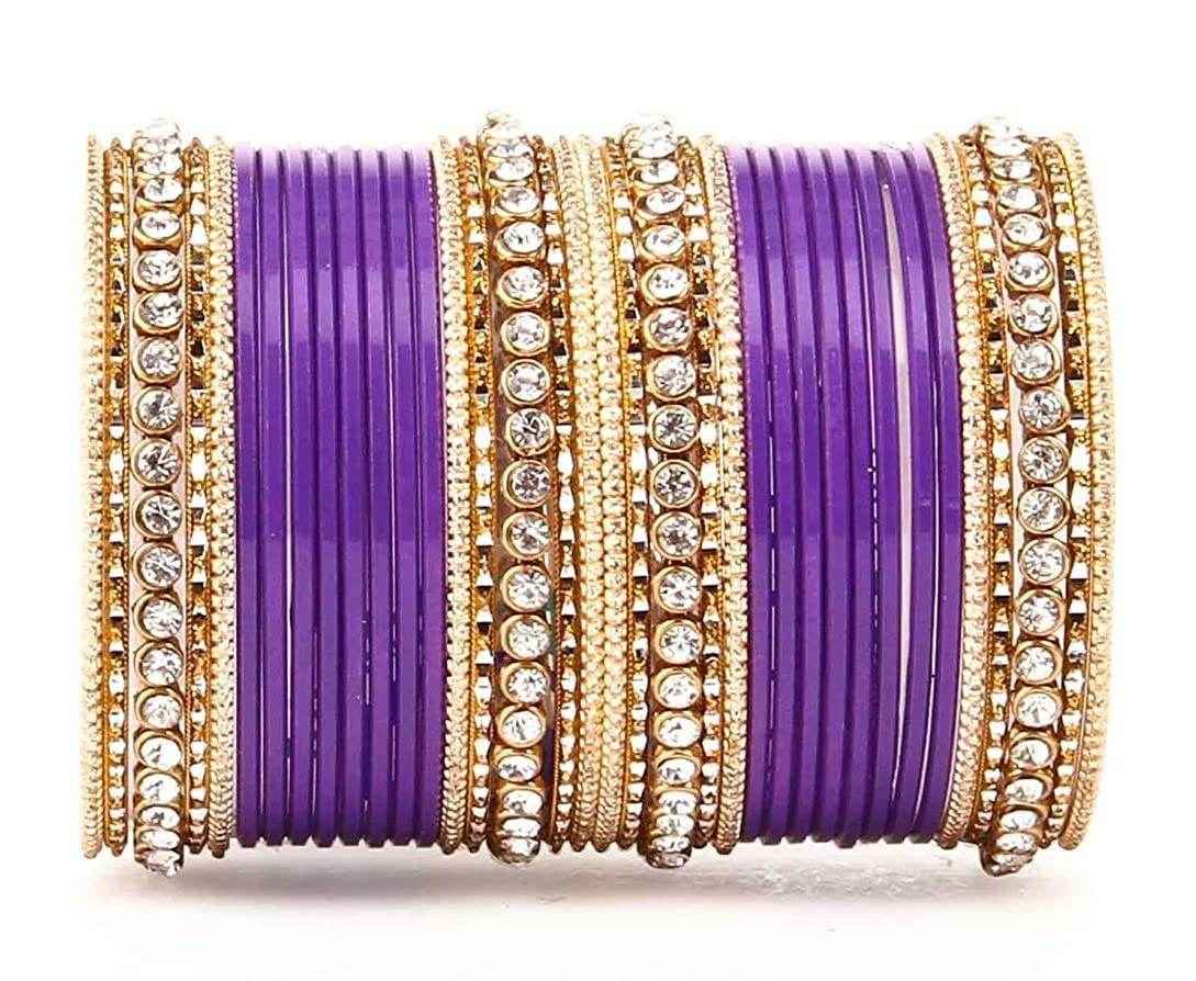 T4 Jewels 18k Gold Plated Textured Fashionable Fashion Jewellery Metal Bangles Set - 84NO