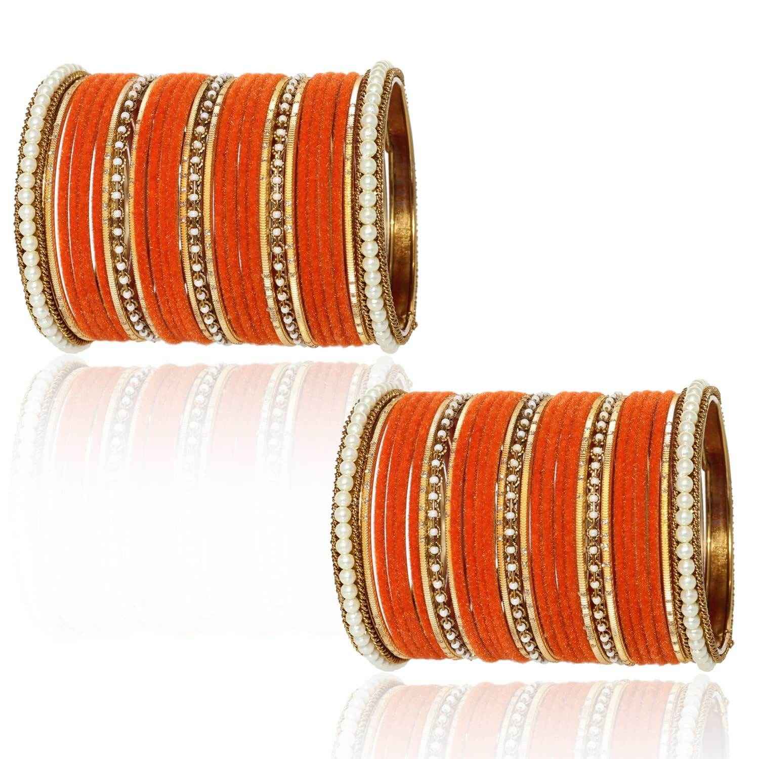 T4 Jewels Glossy Finish Beads Studded Latest Fashion Jewellery Stylish Bangles Set - 104NO