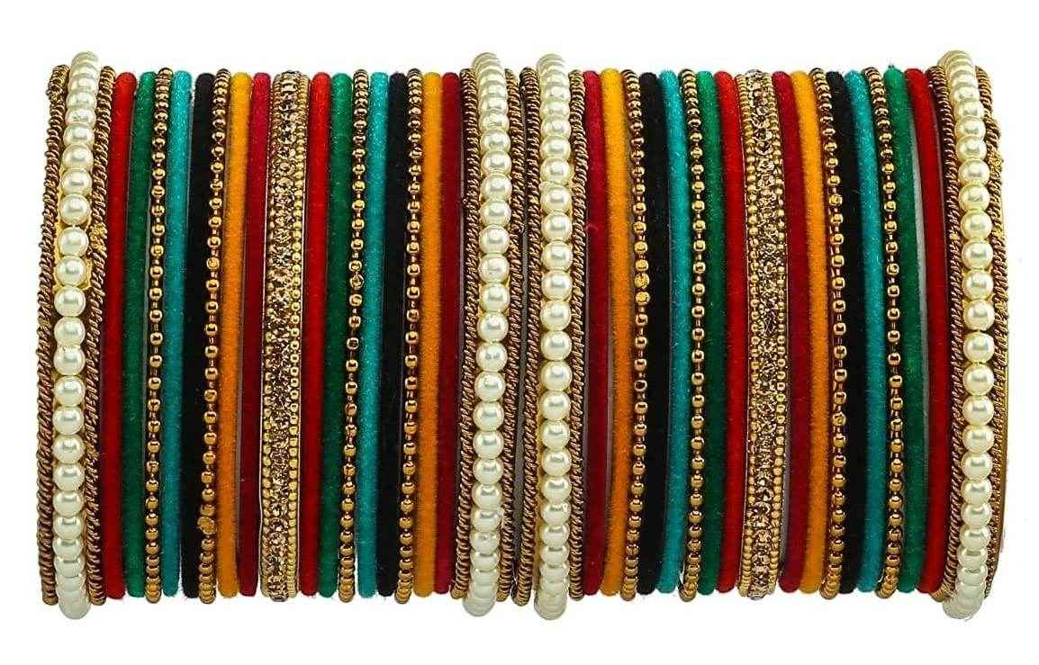T4 Jewels Gold Plated Beautiful Fashion Jewellery Brass Metal Bangles Set(Set For 2 Hand) - 61NO