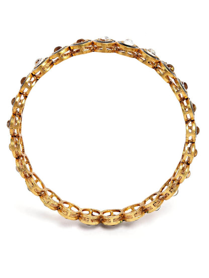 T4 Jewels Set of 4 Antique Gold Plated Green Kundan Rajwadi Bangles for Women T4 Jewels