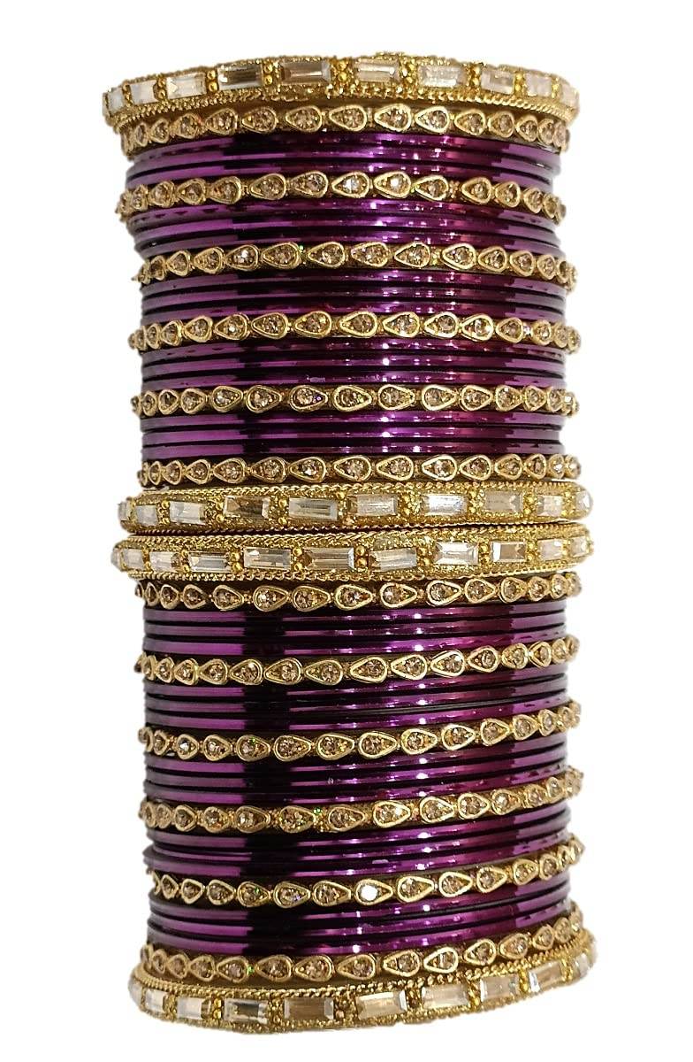 T4 Jewels 18k Gold Plated Drop Design Beautiful Stylish Fashion Jewellery Glass Bangles Set - 78NO T4 Jewels