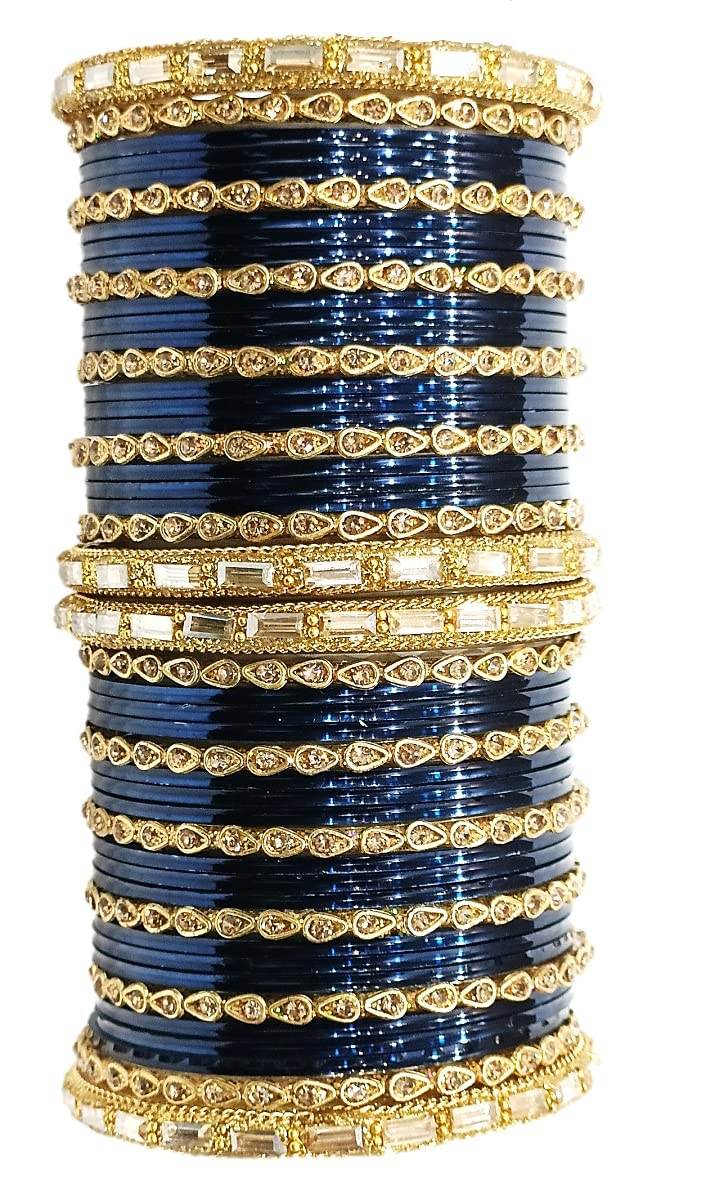 T4 Jewels 18k Gold Plated Drop Design Beautiful Stylish Fashion Jewellery Glass Bangles Set - 78NO T4 Jewels