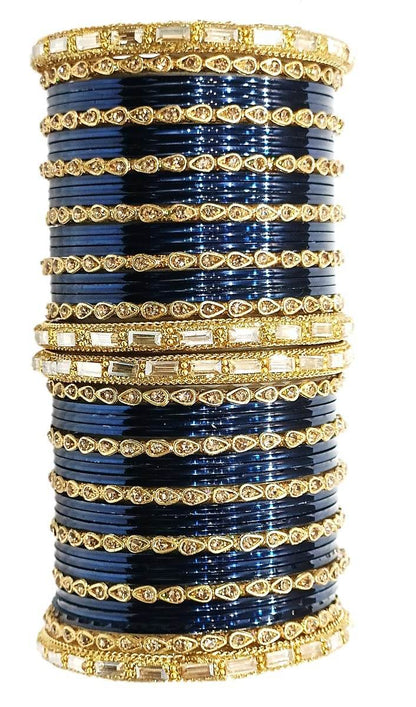 T4 Jewels 18k Gold Plated Drop Design Beautiful Stylish Fashion Jewellery Glass Bangles Set - 78NO T4 Jewels