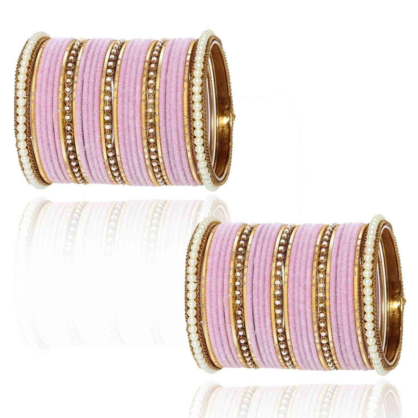 T4 Jewels Glossy Finish Beads Studded Latest Fashion Jewellery Stylish Bangles Set - 104NO