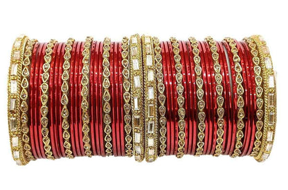 T4 Jewels 18k Gold Plated Drop Design Beautiful Stylish Fashion Jewellery Glass Bangles Set - 78NO