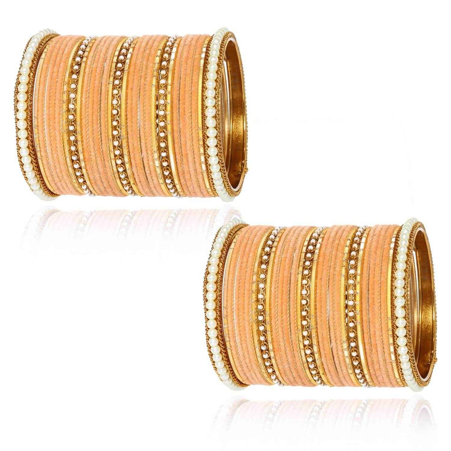 T4 Jewels Glossy Finish Beads Studded Latest Fashion Jewellery Stylish Bangles Set - 104NO