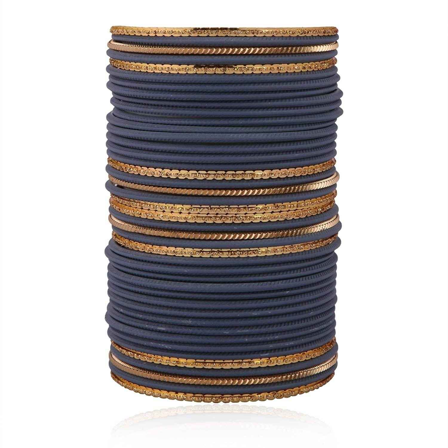 T4 Jewels Beautiful Matte Textured Red/Blue/Yellow/Green/Pink/Orange Colour Metal Bangles Set - 87NO