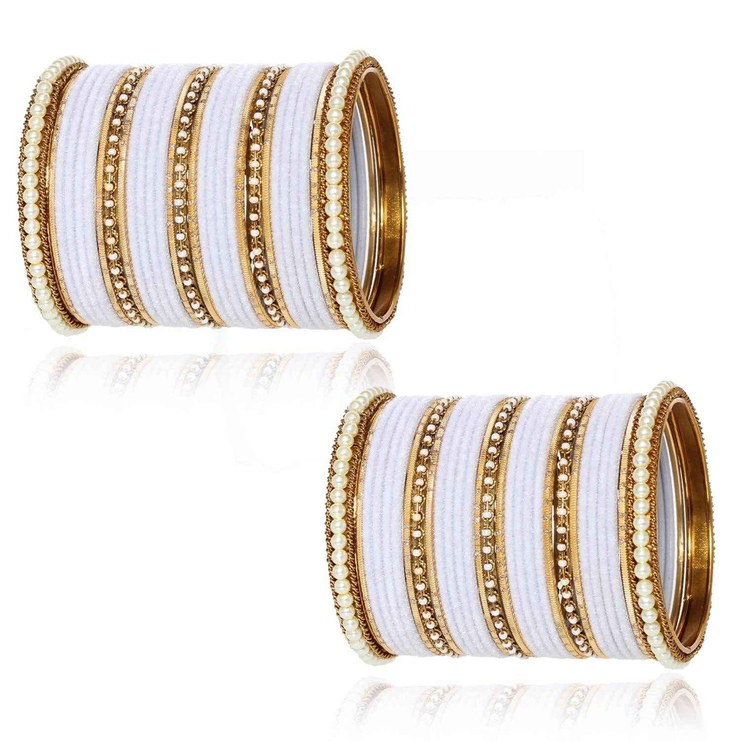 T4 Jewels Glossy Finish Beads Studded Latest Fashion Jewellery Stylish Bangles Set - 104NO