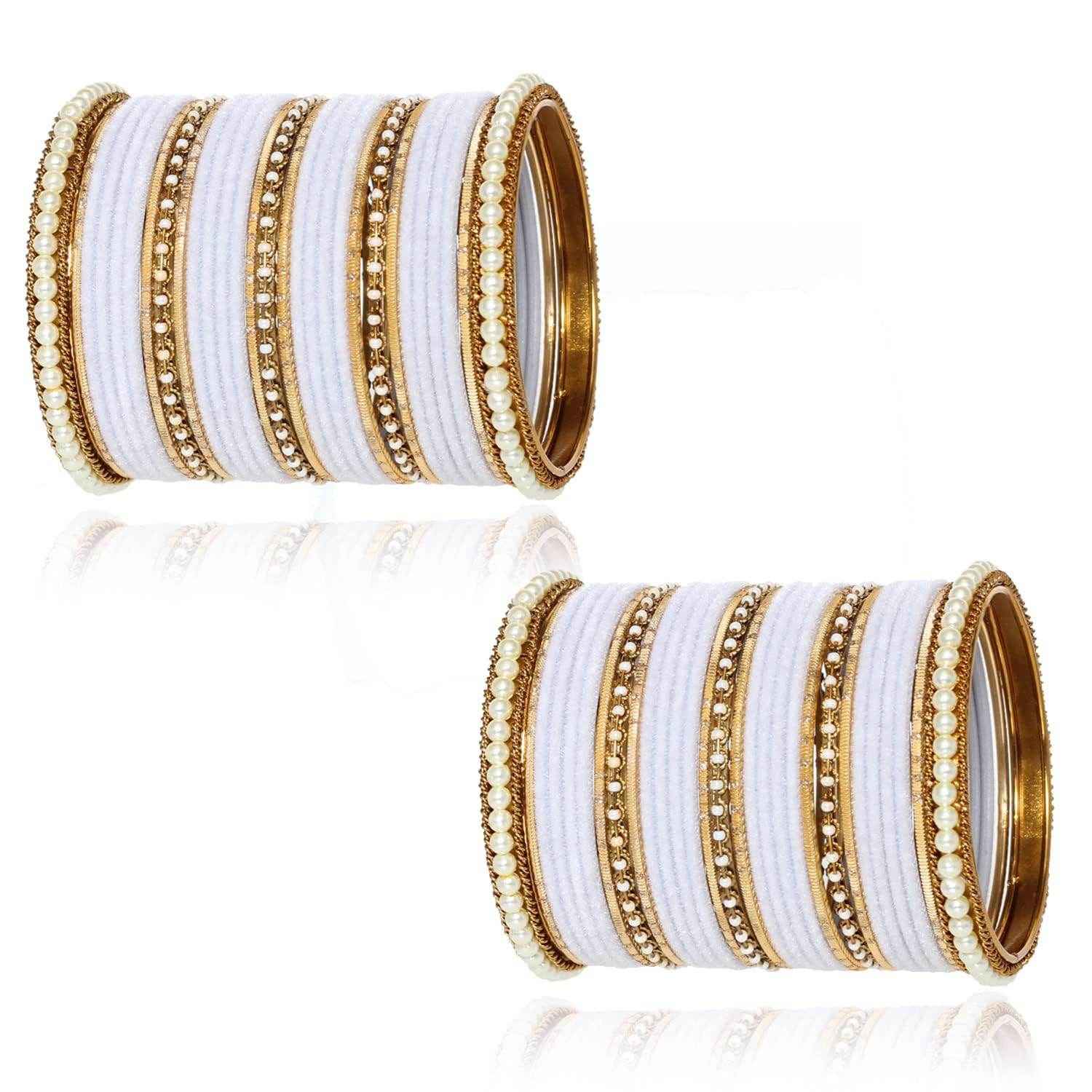T4 Jewels Glossy Finish Beads Studded Latest Fashion Jewellery Stylish Bangles Set - 104NO