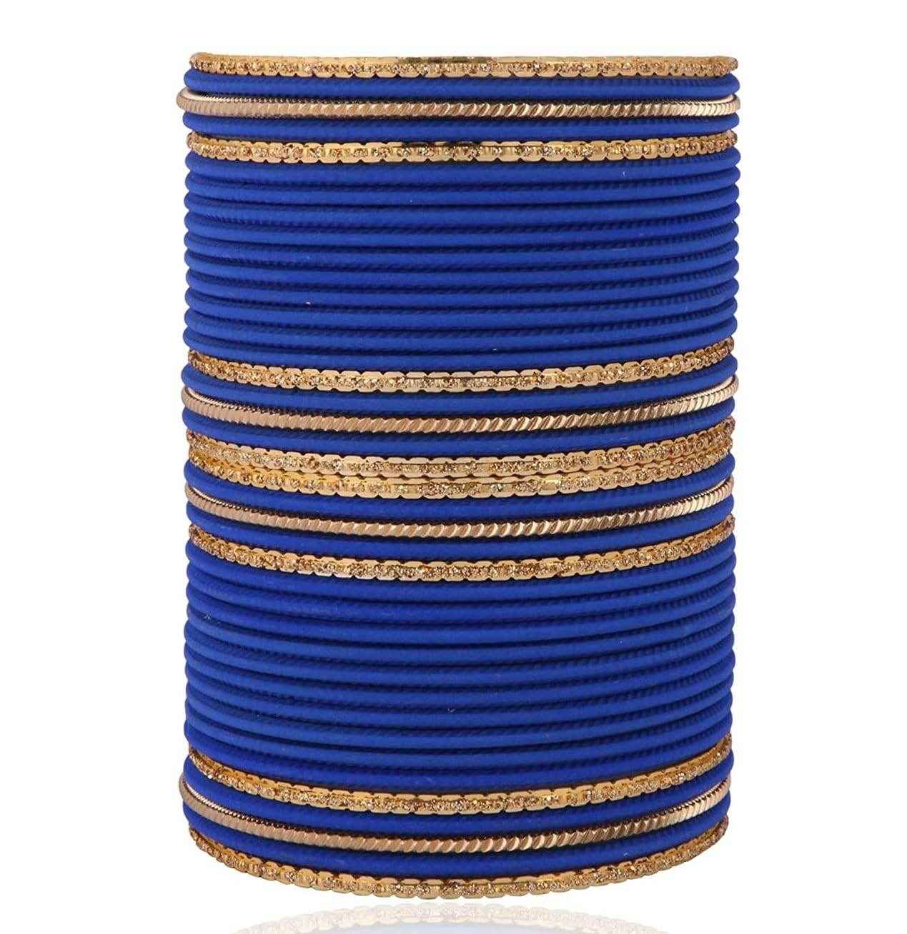T4 Jewels Beautiful Matte Textured Red/Blue/Yellow/Green/Pink/Orange Colour Metal Bangles Set - 87NO