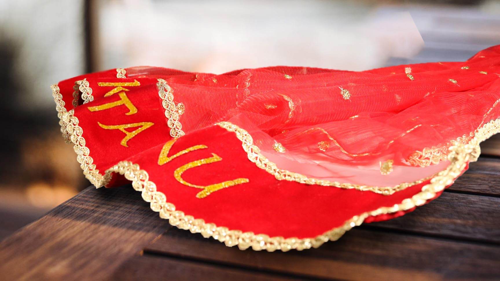 Customized Name Bridal Net Dupatta, Chunni for Wedding Day, Marriage, Special Occasion - 2.5 Meter T4 Jewels
