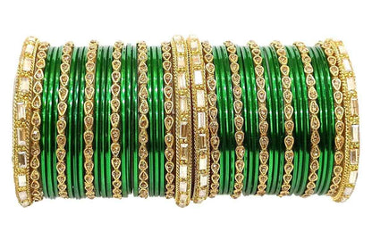 T4 Jewels 18k Gold Plated Drop Design Beautiful Stylish Fashion Jewellery Glass Bangles Set - 78NO