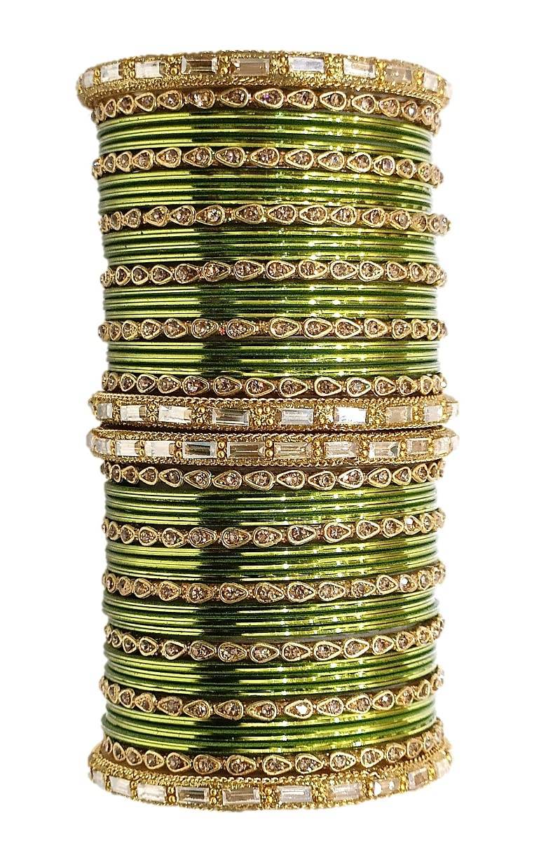 T4 Jewels 18k Gold Plated Drop Design Beautiful Stylish Fashion Jewellery Glass Bangles Set - 78NO T4 Jewels